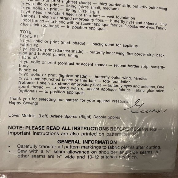 1982 new vintage gingham goose pattern butterfly vest and tote bag Full Size - Picture 6 of 6